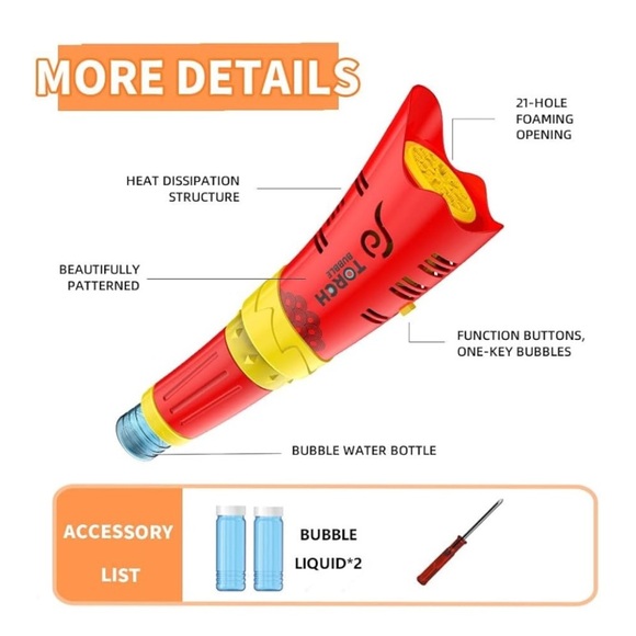 ✨BNWT - Electric Torch Bubble Machine for Kids - Red✨ - Picture 5 of 9